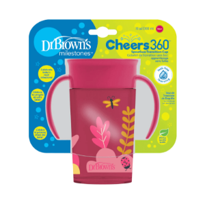 Picture of Dr. Brown's Smooth Wall Cheers360 W/Handles, 10 Oz/300ml, Pink Ladybug (TC11001)