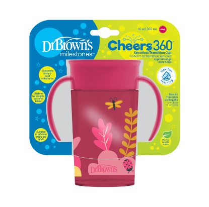 Picture of Dr. Brown's Smooth Wall Cheers360 W/Handles, 10 Oz/300ml, Pink Ladybug (TC11001)