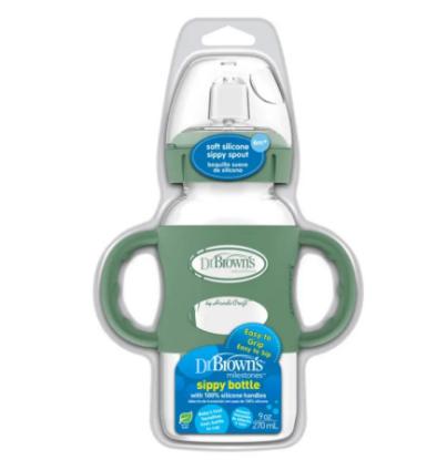 Picture of Dr. Brown's 9 Oz/270ml Wide-Neck Sippy Spout Bottle W/ Silicone Handles, Green, (WB91086-P3)