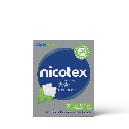 Picture of Nicotex Nicotine Sugar-Free Mint Plus Flavour Gums - 12 Gums Each Pack