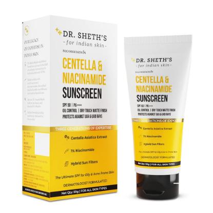 Picture of Dr. Sheth’s Centella & Niacinamide Oil & Acne Control Sunscreen 50gm