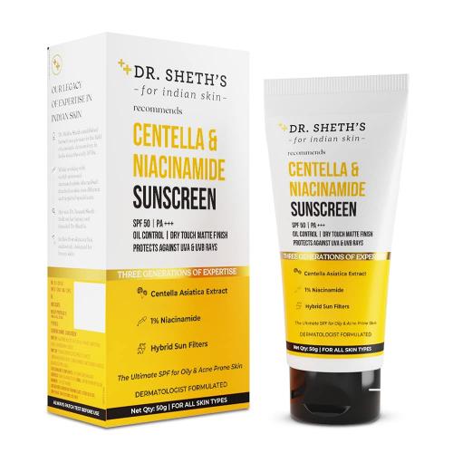 Picture of Dr. Sheth’s Centella & Niacinamide Oil & Acne Control Sunscreen 50gm