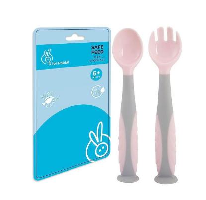 Picture of R for Rabbit First Feed Flexi Spoon - Pink Grey