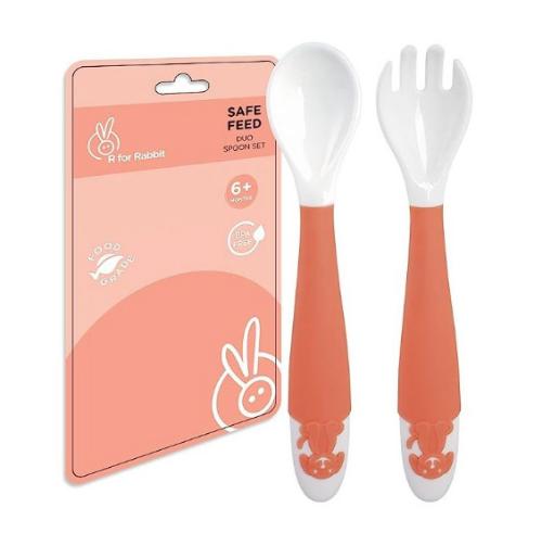 Picture of R for Rabbit Safe Feed Duo Spoon Set - Orange