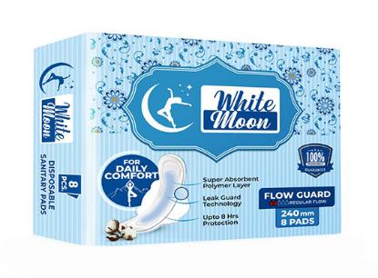 Picture of WhiteMoon Fluffy Triflod Series Flow Guard 240MM Sanitary Pads - Pack of 8