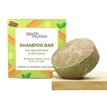 Picture of Earth Rhythm Shampoo Bar for Hair Nourishment & Oil Control with Shikakai, Reetha, Amla & Curry Leaf 80gm (Paper box) 