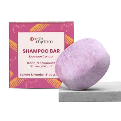 Picture of Earth Rhythm Damage Control Shampoo Bar with Biotin, Niacinamide & Ginseng Extract 80gm (Paper Box) 