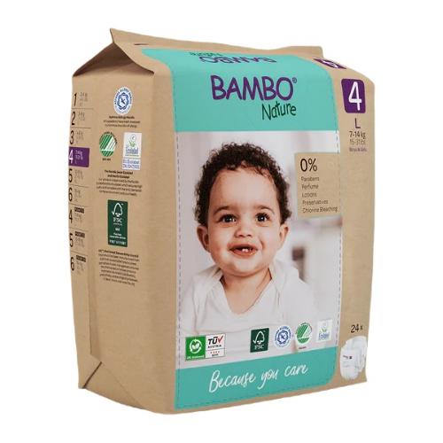 Picture of Bambo Nature Diapers Size 4 (L), Tape Style (7-14 kg / 15-31 lbs) 24Pcs