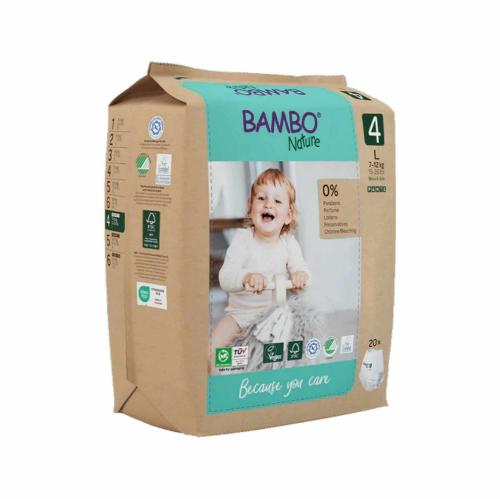 Picture of Bambo Nature Diapers Size 4 (L), Pants Style (7-12 kg / 15-26 lbs) 20Pcs