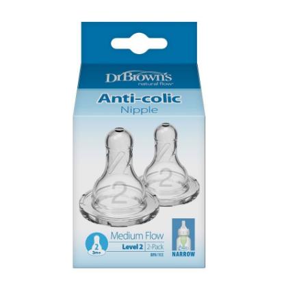 Picture of Dr. Brown's Level 2 Silicone Narrow Nipple, 2-pack (322-INTL)