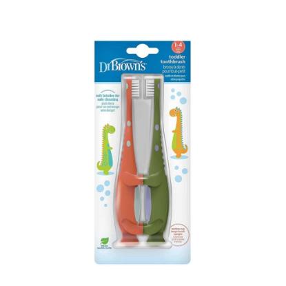 Picture of Dr. Brown's Toddler Toothbrush Dinosaur, Green and Orange, 2 -Pack (HG089)