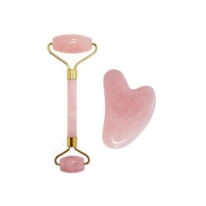 Picture of Melao Pink Natural Rose Jade Roller + Gua Sha Set