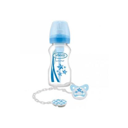 Picture of Dr. Brown's Wide-Neck Option Baby Blue Bottle With Soother Gift Set-9oz (WB91406-INTLX)