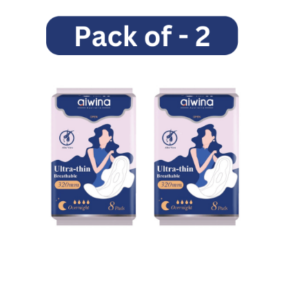 Picture of Aiwina Ultra-Thin Breathable Overnight Sanitary Pads 320mm 8 Pads (Pack of 2)