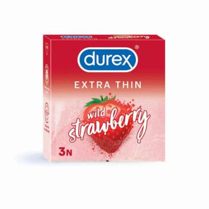 Picture of Durex Extra Thin Wild Strawberry Flavored 3N