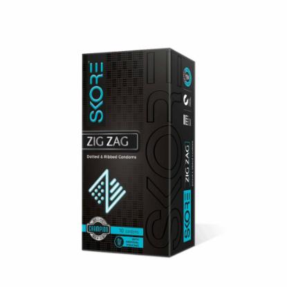 Picture of Skore Zig Zag Dotted & Ribbed Condoms 10'S
