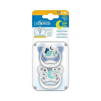 Picture of Dr. Brown's PreVent Glow in the Dark Butterfly Pacifier, Stage 2 Blue, 2-Pack (PV22008-P4)