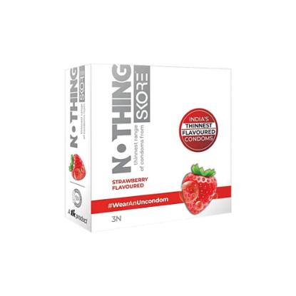 Picture of Skore Nothing Strawberry Flavoured Condoms 3'S