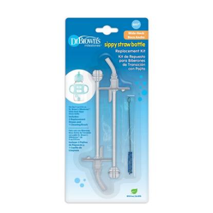 Picture of Dr. Brown's 9Oz/270ml Wide-Neck Sippy Straw Bottle Replacement Straw, Clear, 2-Pack (Wr211)