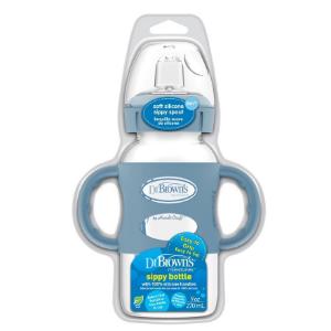 Picture of Dr. Brown's 9 oz/270ml Wide-Neck Sippy Spout Bottle w/ Silicone Handles, Blue (WB91081-P3 )