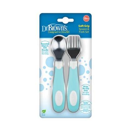 Picture of Dr. Brown's Soft Grip Spoon & Fork Set, Teal (TF027)