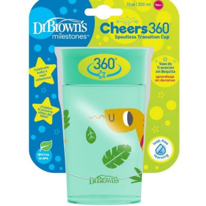 Picture of Dr. Brown's Smooth Wall Cheers360 W/Handles, 10 Oz/300ml, Green Jungle (TC11003)