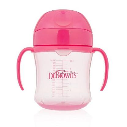 Picture of Dr. Brown's 6 oz/180ml Soft-Spout Transition Cup w/ Handles - Pink Deco 6m+ (TC61003-INTL)