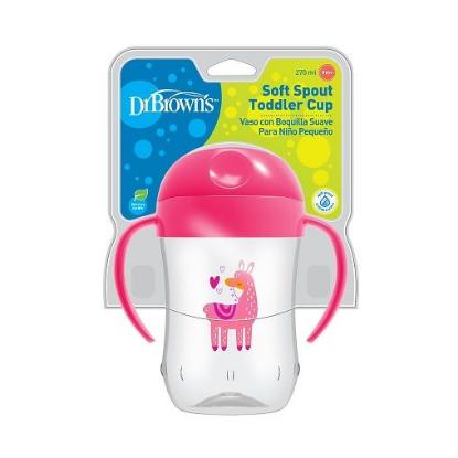 Picture of Dr. Brown's 9 oz / 270ml Soft-Spout Toddler Cup With Handles-Pink Llama Deco (9m+) (TC91024-INTL)
