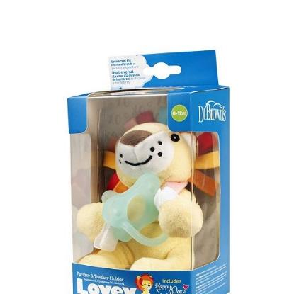 Picture of Dr. Brown's Lonny The Lion Lovey With Aqua HappyPaci Silicone One-Piece Pacifier (AC121-P6)