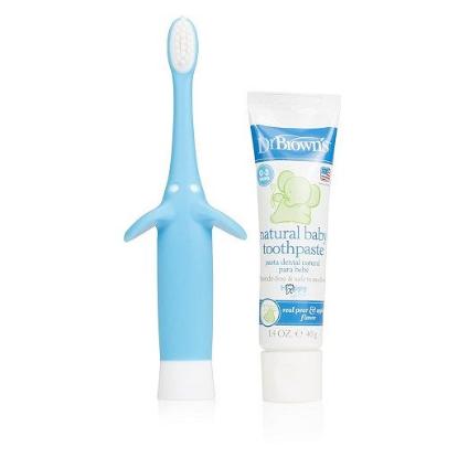 Picture of Dr. Brown's Infant Toothbrush, Toothpaste Combo Pack Elephant, Blue (HG024-P4)