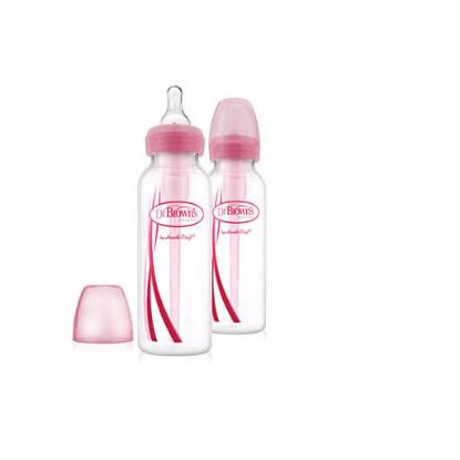 Picture of Dr. Brown's 8oz/250ml Options+ Narrow Anti-Colic Baby Bottle PINK, 2-Pack (SB82305-ESX)
