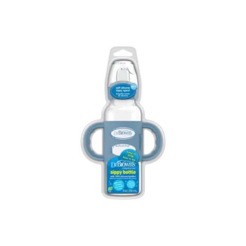 Picture of Dr.Brown 8oz/250ml Narrow Sippy Spout Bottle w/ Silicone Handles,Lt Blue,1-Pack(SB81071-P3)