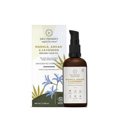 Picture of Juicy Chemistry Organic Hair Oil for Hair Loss Control and Deep Conditioning with Marula, Argan and Lavender 100ml
