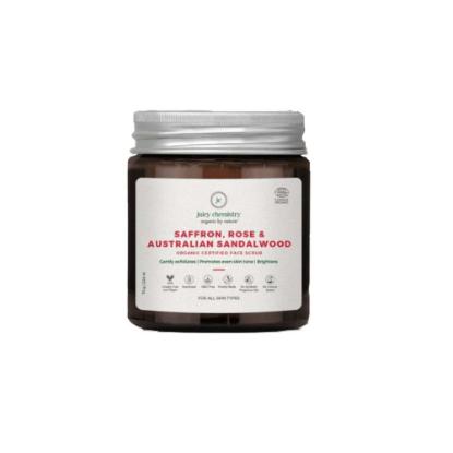 Picture of Juicy Chemistry Face Scrub For Skin Brightening And Rejuvenating With Saffron, Rose And Australian Sandalwood 75gm