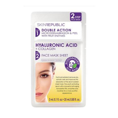 Picture of Skin Republic 2 Step Hyaluronic Acid + Collagen Biodegradable Face Mask