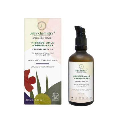 Picture of Juicy Chemistry Hibiscus, Amla & Bhringaraj Hair Oil 100ml
