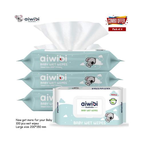 Picture of Aiwibi Baby Wet Wipes 100Pcs - Pack of 4