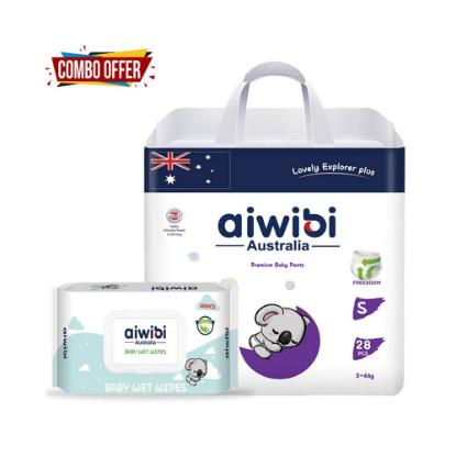 Picture of Aiwibi Premium Baby Pants Small 28Pcs With Baby Wet Wipes