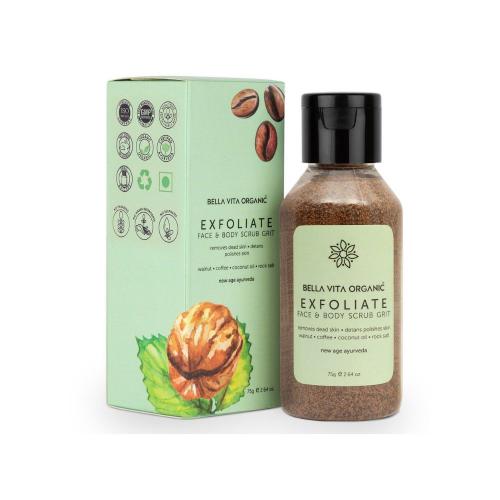 Picture of Bella Vita Organic Exfoliate Face and Body Scrub Grit for Skin Brightening and Tan Removal - 75gm