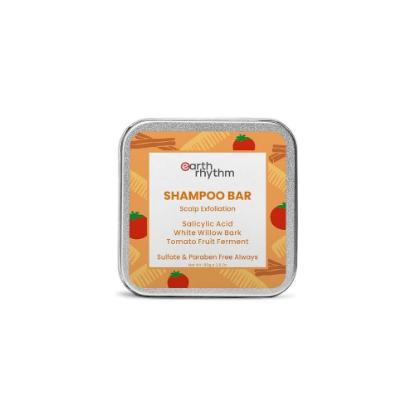 Picture of Earth Rhythm Exfoliating Shampoo Bar with 2% Salicylic Acid, White Willow Bark & Tomato Fruit Ferment 80gm (Tin Box)