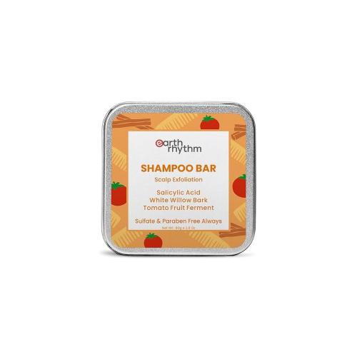 Picture of Earth Rhythm Exfoliating Shampoo Bar with 2% Salicylic Acid, White Willow Bark & Tomato Fruit Ferment 80gm (Tin Box)