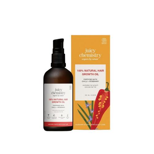 Picture of Juicy Chemistry Organic Hair Oil for Hair Growth and Hair Fall Control with Chilli, Horsetail and Black Seed 30ml