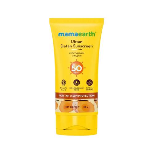 Picture of Mamaearth Ubtan Detan Sunscreen SPF 50 PA++++ 50gm 