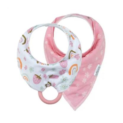 Picture of Dr. Brown's Super Soft Bandana Bibs with Removable Teether, Strawberry Rainbows/Flower, 2-Pack (AC202)