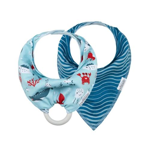 Picture of Dr. Brown's Super Soft Bandana Bib with Removable Teether, Sea Creatures/Waves, 2-Packs (AC209)