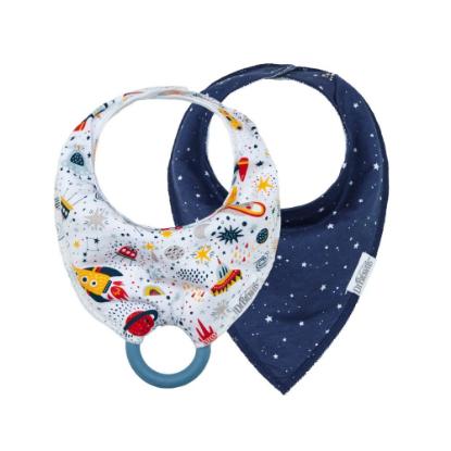 Picture of Dr. Brown's Super Soft Bandana Bib with Removable Teether, Rocket Ships/Stars, 2-Packs (AC210)