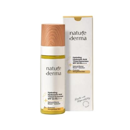 Picture of Nature Derma Hydrating Hyaluronic Acid Tinted Sunscreen SPF 50 PA++++ with Natural Biome-Boost Solution 50 ml