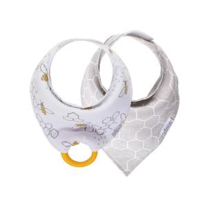 Picture of Dr. Brown's Super Soft Bandana Bib with Snap-on Teether Bees/Gray Honeycomb, 2-Pack (AC238-CA-P4)