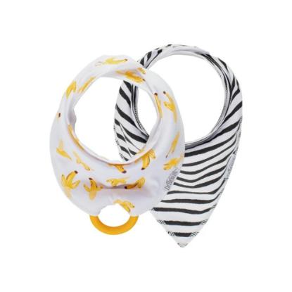 Picture of Dr. Brown's Super Soft Bandana Bib with Snap-on Teether Bananas/Black Strip 2-Pack (AC241-CA-P4)
