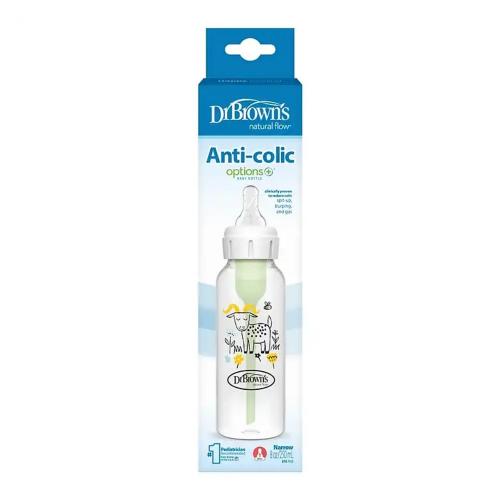 Picture of Dr. Brown's 8oz/250ml PP Narrow Anti-Colic Options+ Baby Bottle, Goat Design, 1-Pack (SB81107-ESX)